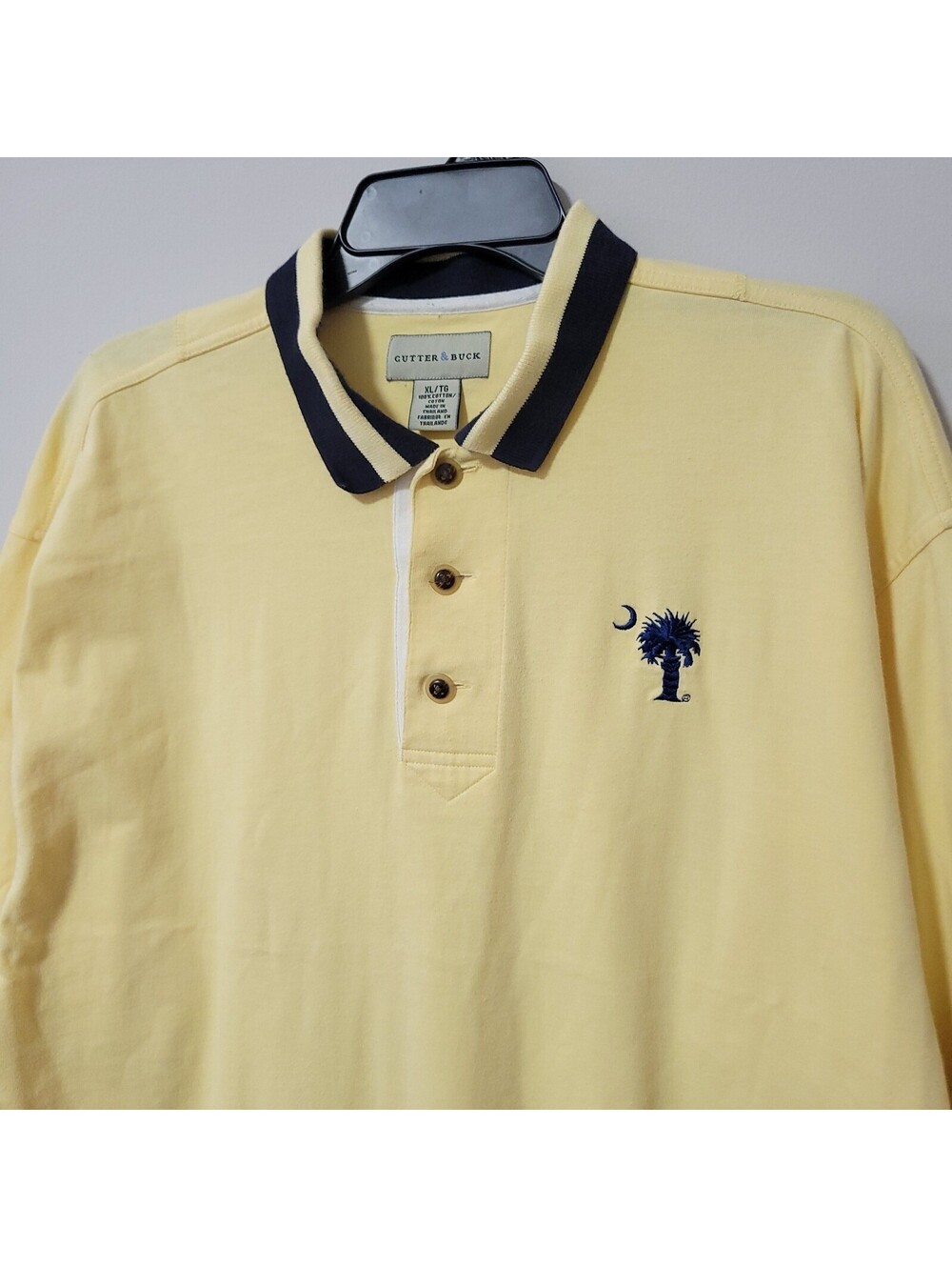 Vintage Cutter & Buck Polo Shirt Mens XL Yellow South Carolina Palmetto Golf